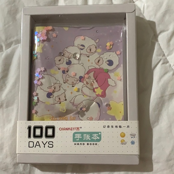 Purple Sheep Design Small Notebook with Water Gel Front Cover with Sequins - Picture 1 of 14